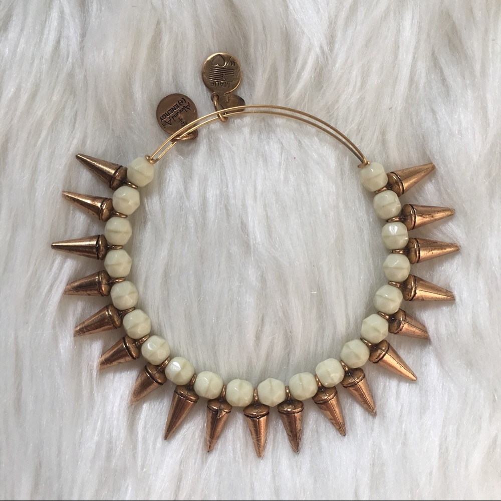 Alex and Ani Gold and Ivory Spike Bangle